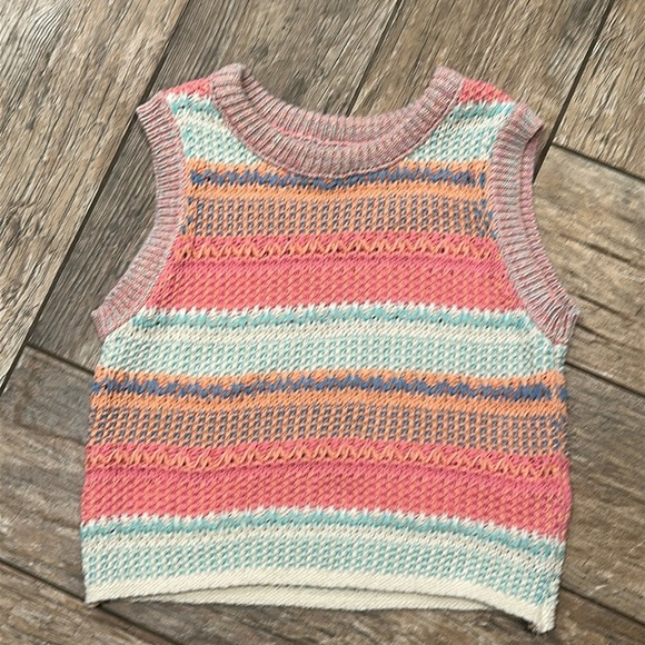 ZARA CROCHET KNIT sweater VEST pink 11-12 - Picture 1 of 5